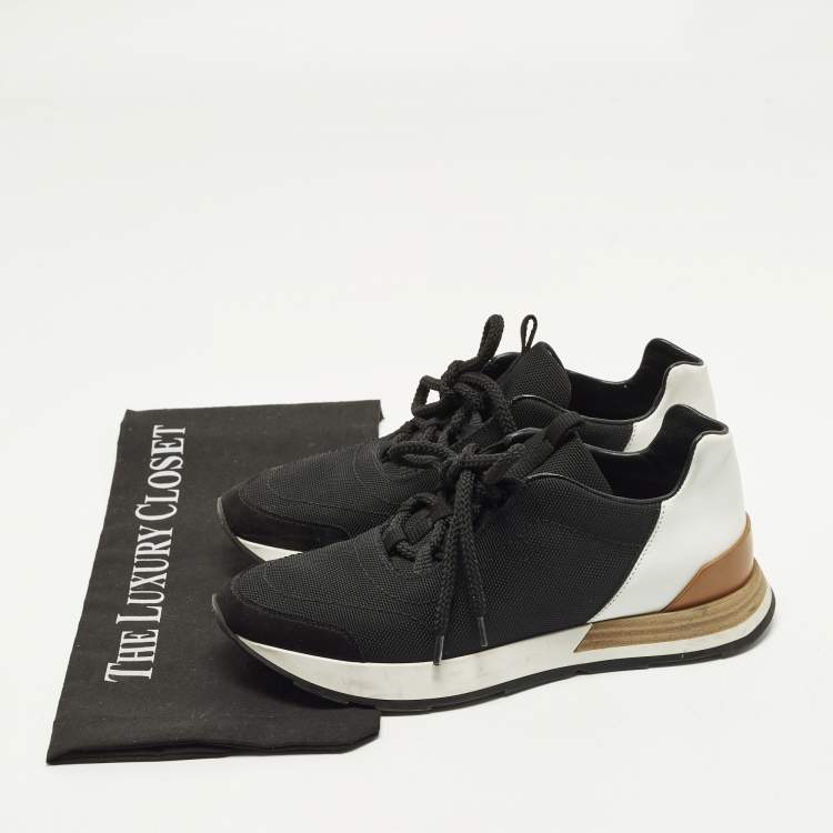 Pre Owned Hermes Miles Size 36.5 Black Fabric and Suede Low Top Sneakers