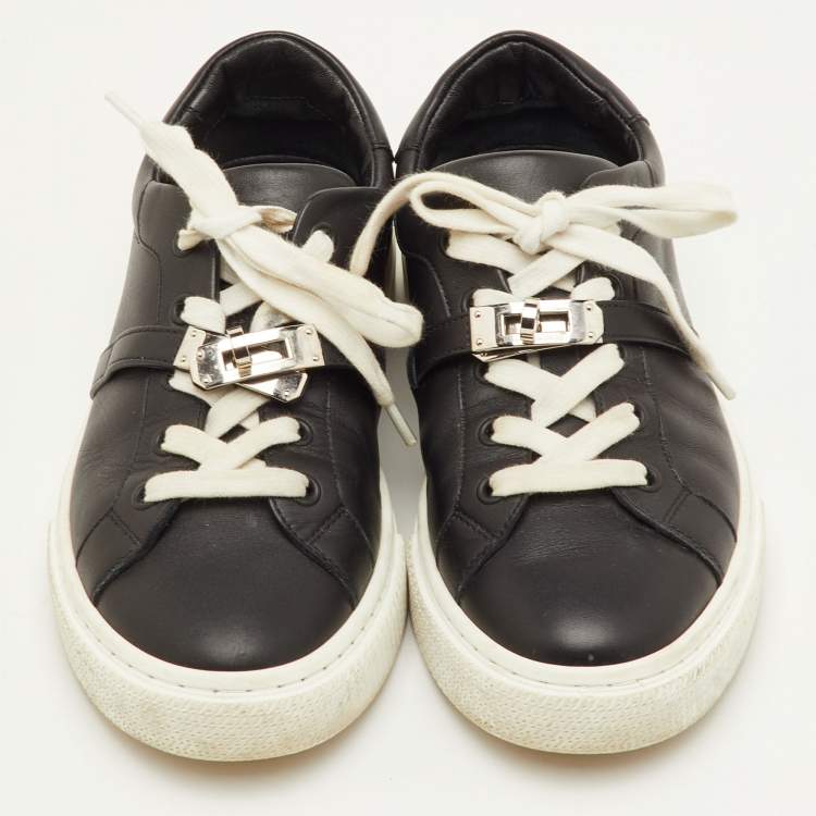 Pre Owned Hermes Day Size 36 Black Leather Low Top Sneakers