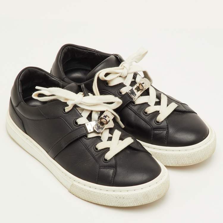 Pre Owned Hermes Day Size 36 Black Leather Low Top Sneakers