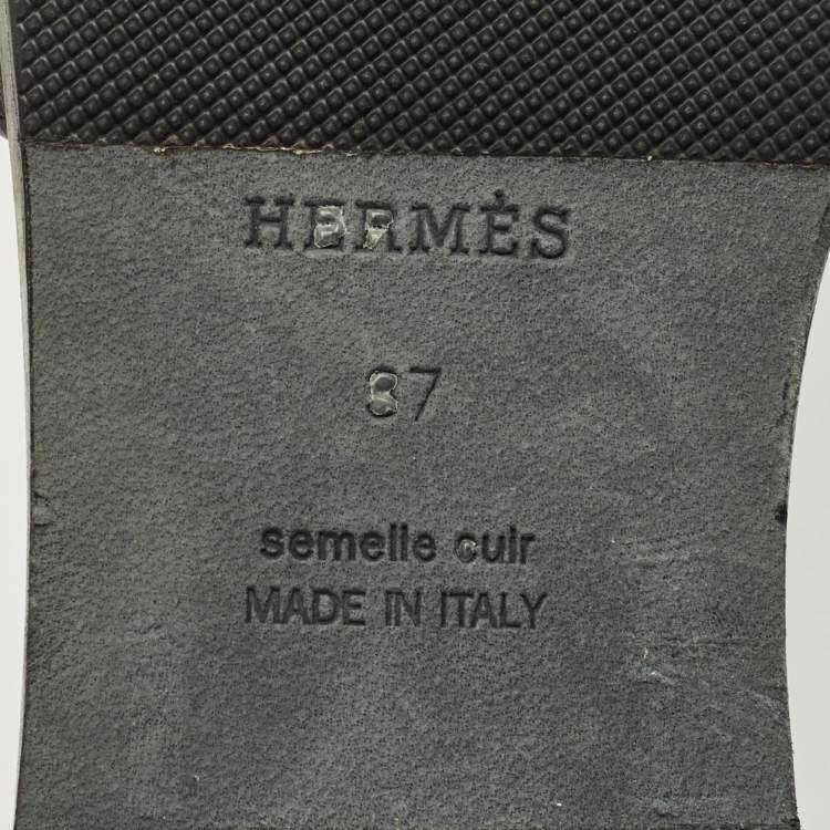 Pre Owned شريحة مسطحة جلد أسود هيرمس جوليا مقاس 37