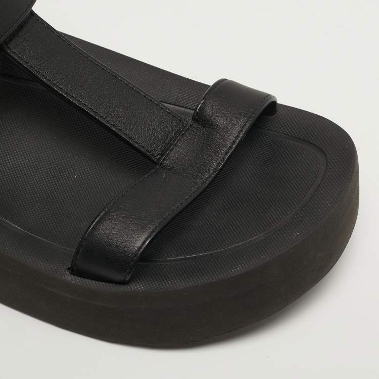 Pre Owned Hermes Enid Size 37 Black Leather Ankle Strap Sandals