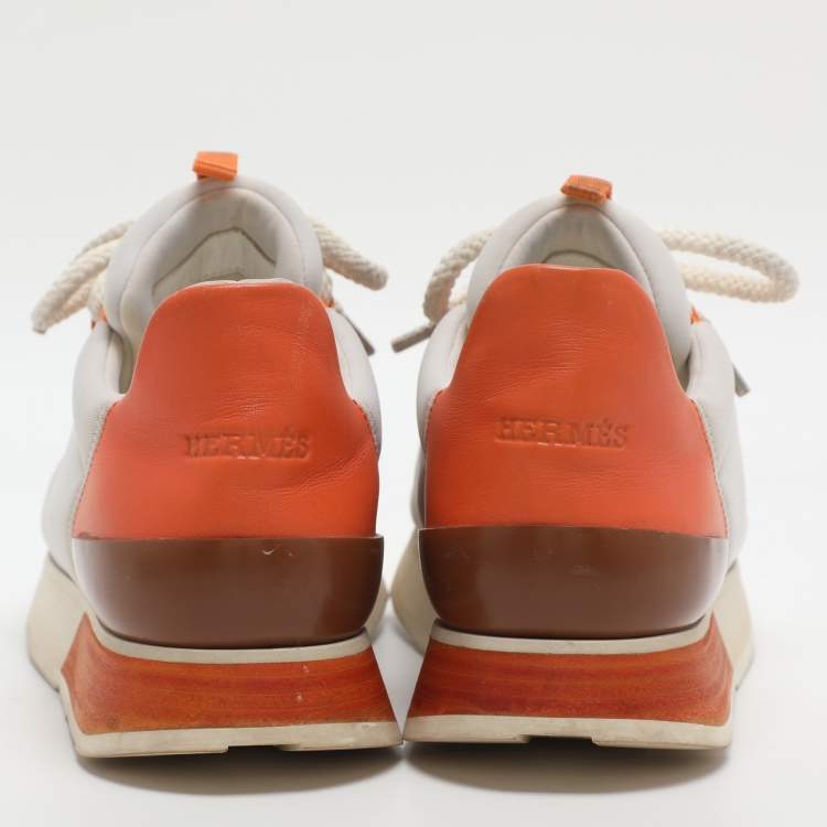 Pre Owned Hermes Miles Size 36.5 Multicolor Leather and Neoprene Low Top Sneakers