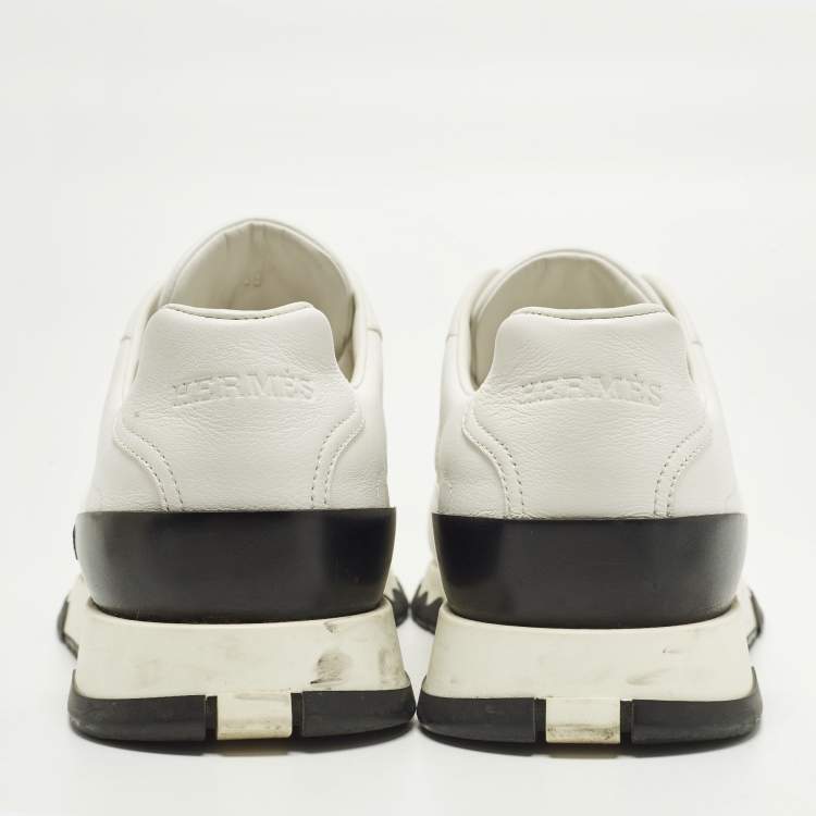 Pre Owned Hermes Trail Size 39 White Leather Lace Up Sneakers