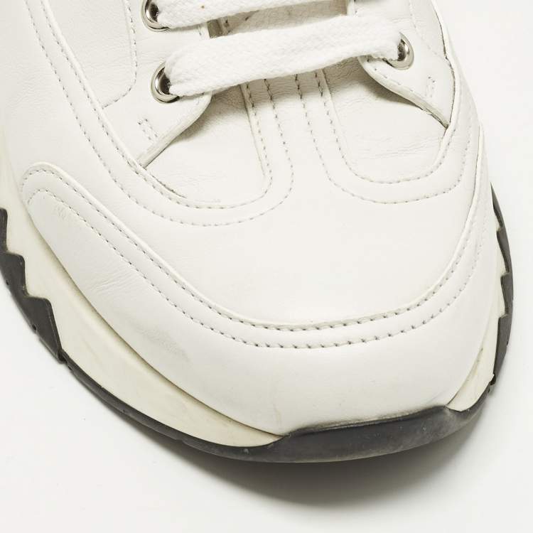 Pre Owned Hermes Trail Size 39 White Leather Lace Up Sneakers