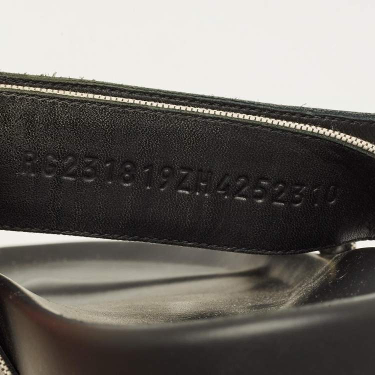 Pre Owned Hermes Chypre Size 42.5 Black/White Canvas and Leather Flat Sandals