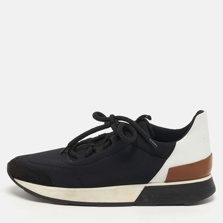 Pre Owned Hermes Miles Size 37 Tricolor Leather and Neoprene Low Top Sneakers