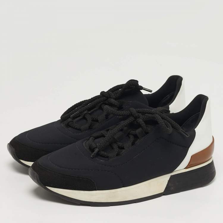 Pre Owned Hermes Miles Size 37 Tricolor Leather and Neoprene Low Top Sneakers