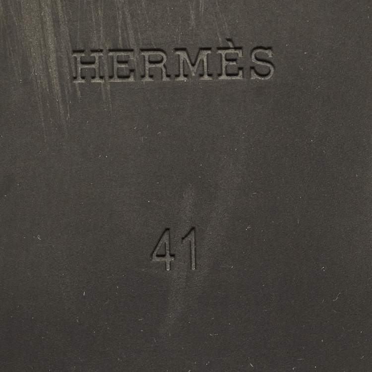 Pre Owned Hermes Island Size 41 Black Rubber Thong Flats