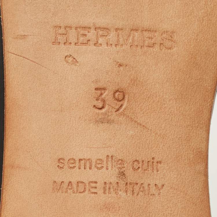 Pre Owned Hermes Oasis Size 39 Black Leather Slide Sandals