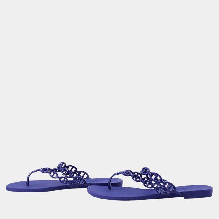Pre Owned Hermes Island Sandals Violetiris Rubber Size 37