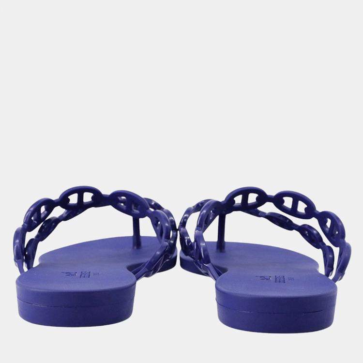 Pre Owned Hermes Island Sandals Violetiris Rubber Size 37