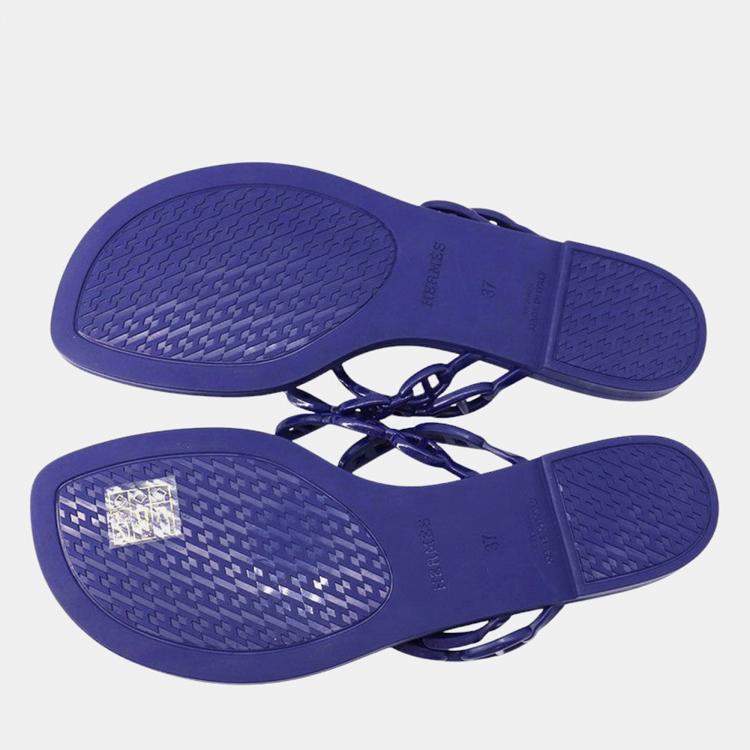 Pre Owned Hermes Island Sandals Violetiris Rubber Size 37
