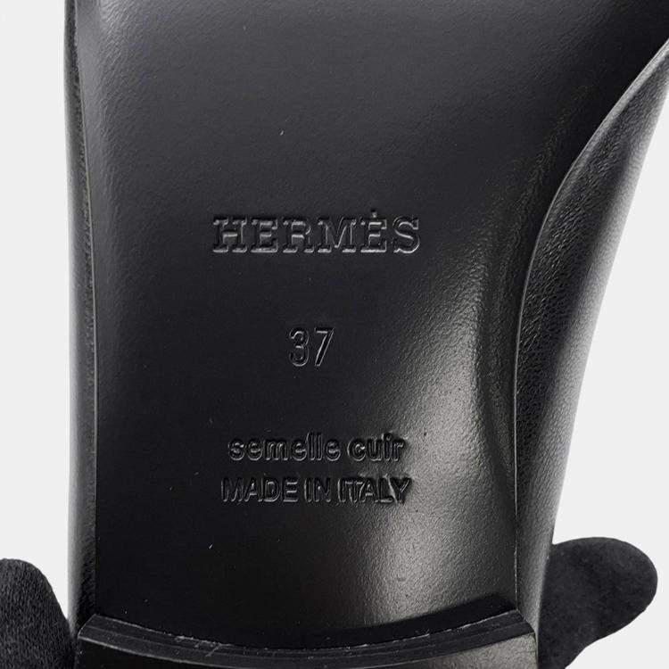 Pre Owned Hermes Pumps Lovely Blackh252121Z Leather Size 37