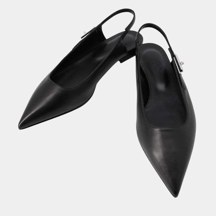 Pre Owned Hermes Pumps Lovely Blackh252121Z Leather Size 37