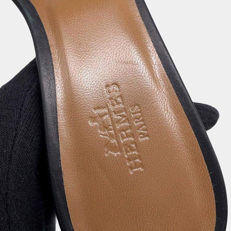 Pre Owned Hermes Oazis Sandals Black Leather Size 36H