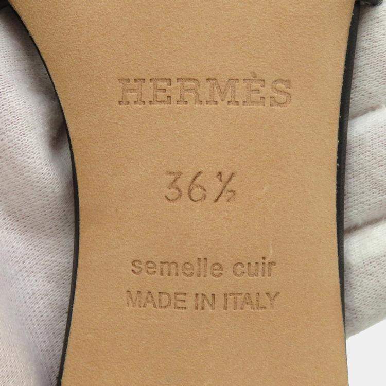 Pre Owned Hermes Oazis Sandals Black Leather Size 36H