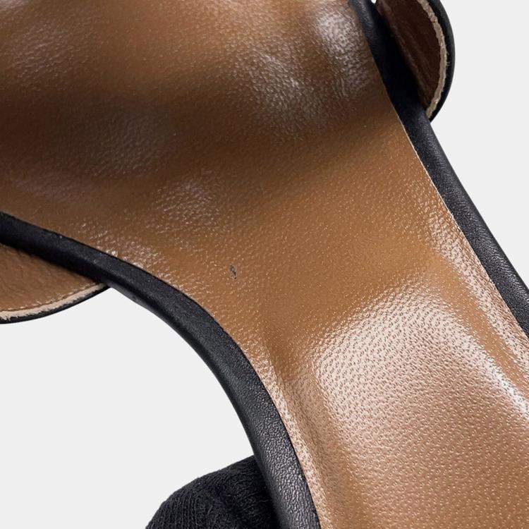 Pre Owned Hermes Oazis Sandals Black Leather Size 36H