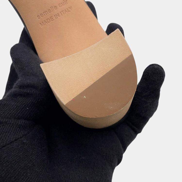 Pre Owned Hermes Oazis Sandals Black Leather Size 36H