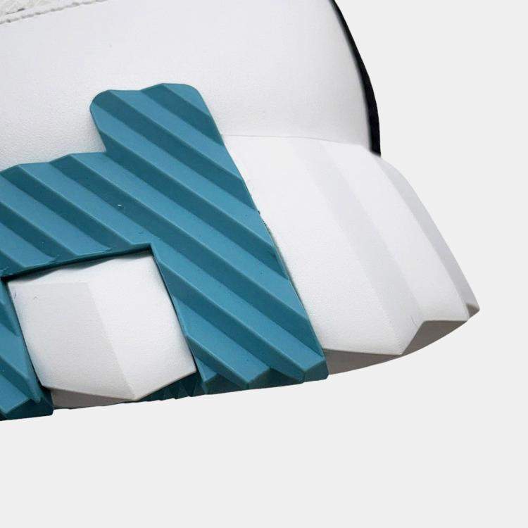 Pre Owned Hermes Sneakers Lift Multicolor / White Knit Calf Leather Size 38.5