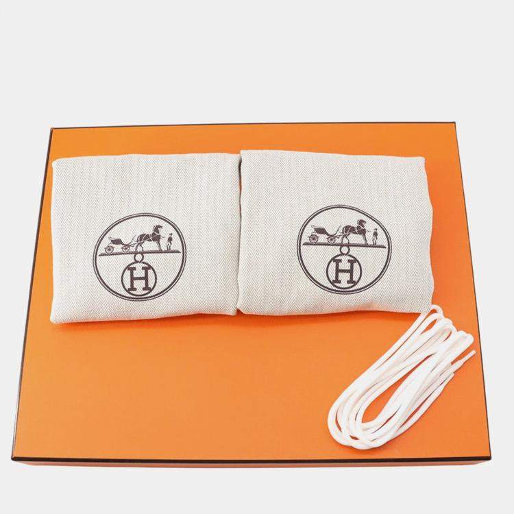 Pre Owned Hermes Sneakers Lift Multicolor / White Knit Calf Leather Size 38.5