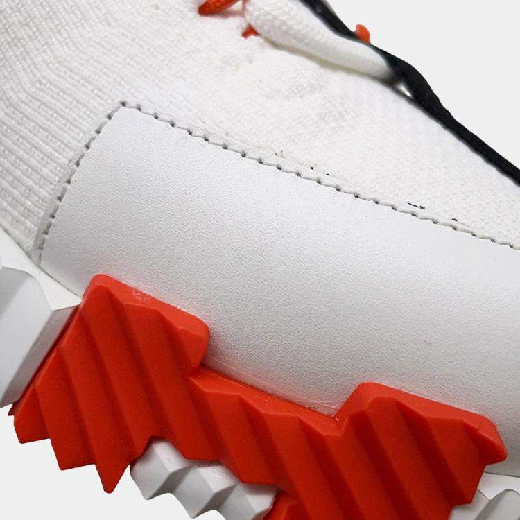 Pre Owned Hermes Sneakers Lift Multicolor / White Knit Calf Leather Size 38.5