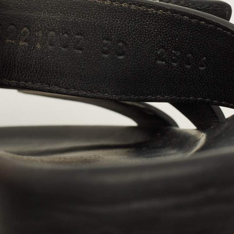 مملوكة مسبقًا Hermes Chypre Size 38 Black Leather Slide Sandals