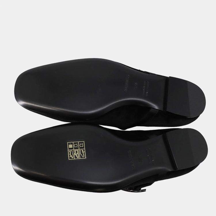 Pre Owned Hermes Ballet Shoes "Jane" Black Velvet Fabric Satin Size 37H