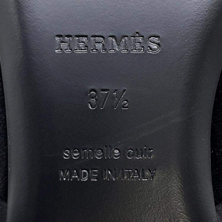 Pre Owned Hermes Ballet Shoes "Jane" Black Velvet Fabric Satin Size 37H