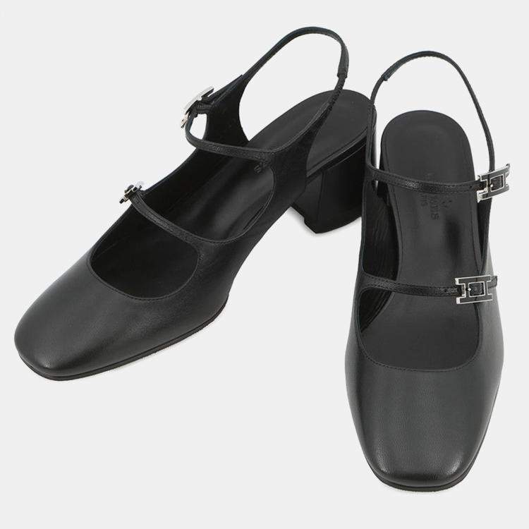 Pre Owned Hermes Pumps Jackie 50 Black Leather Size 36H