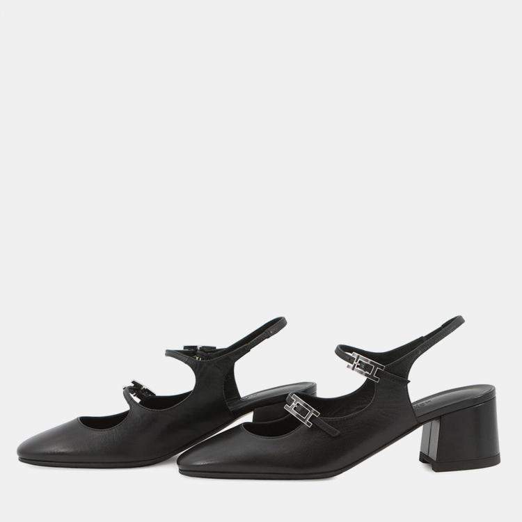 Pre Owned Hermes Pumps Jackie 50 Black Leather Size 36H
