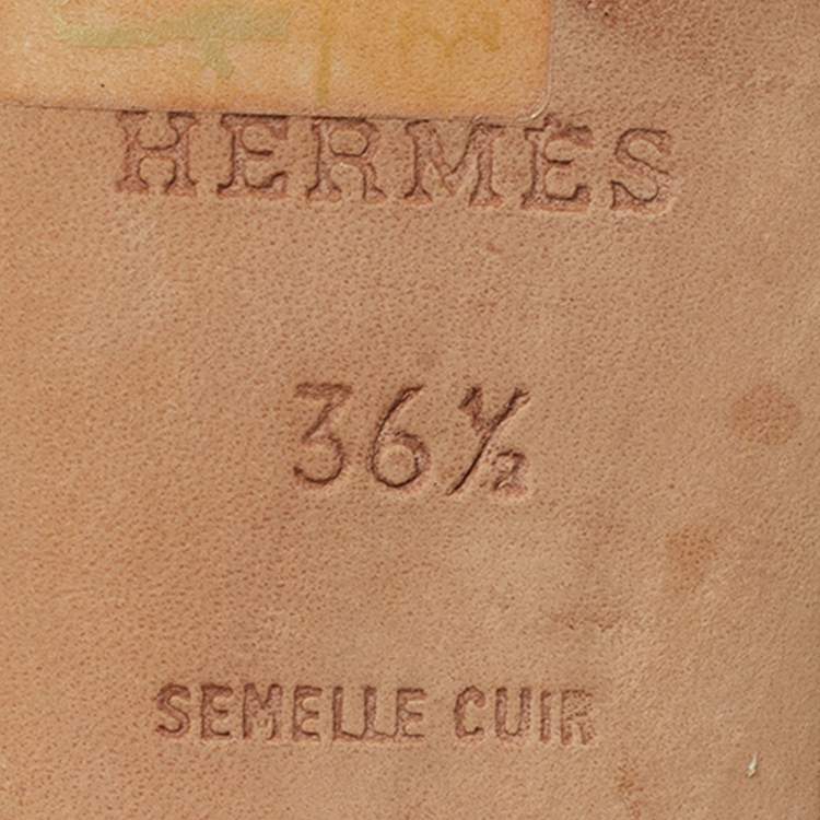 Pre Owned Hermes Oasis Size 36.5 Brown Leather Slide Sandals