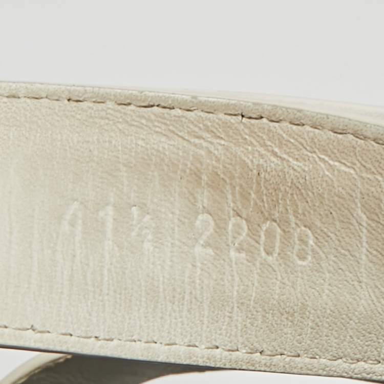 Pre Owned Hermes Chypre Size 41.5 White Leather Flat Sandals