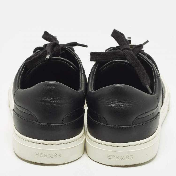Pre Owned Hermes Day Size 38 Black Leather Low Top Sneakers