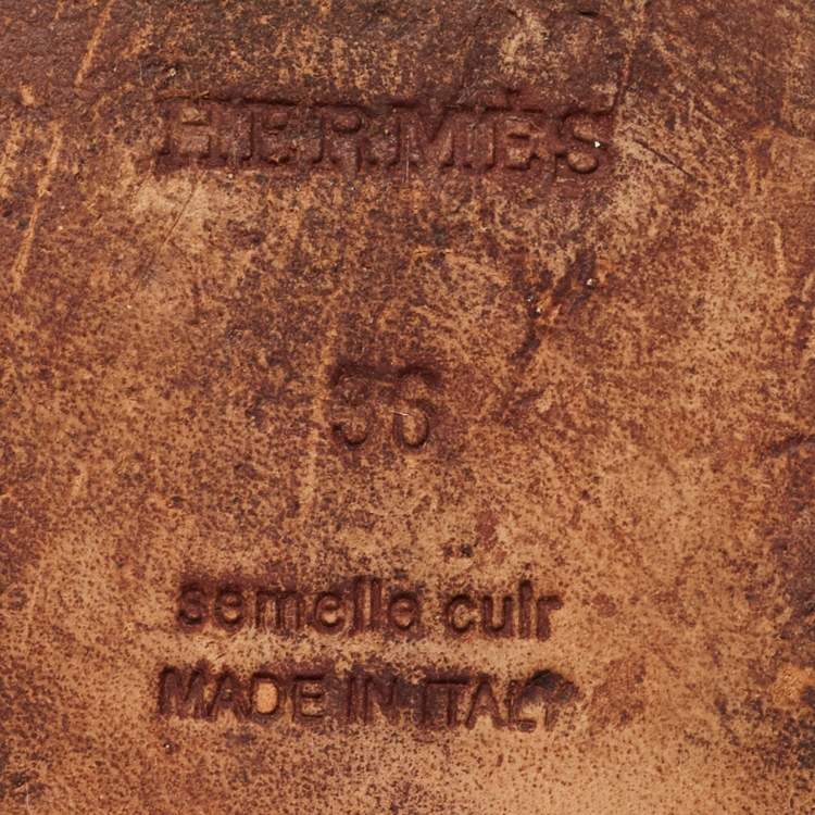 Pre Owned Hermes Oran Size 36 Pink Leather Flat Slides 