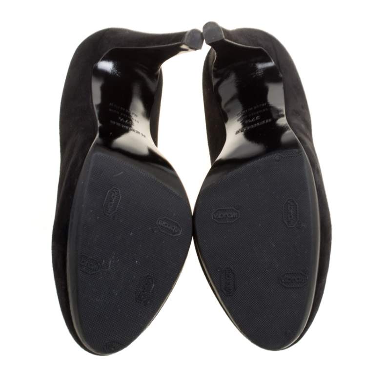 Pre Owned Hermes Black Suede Florida Pumps Size 37.5
