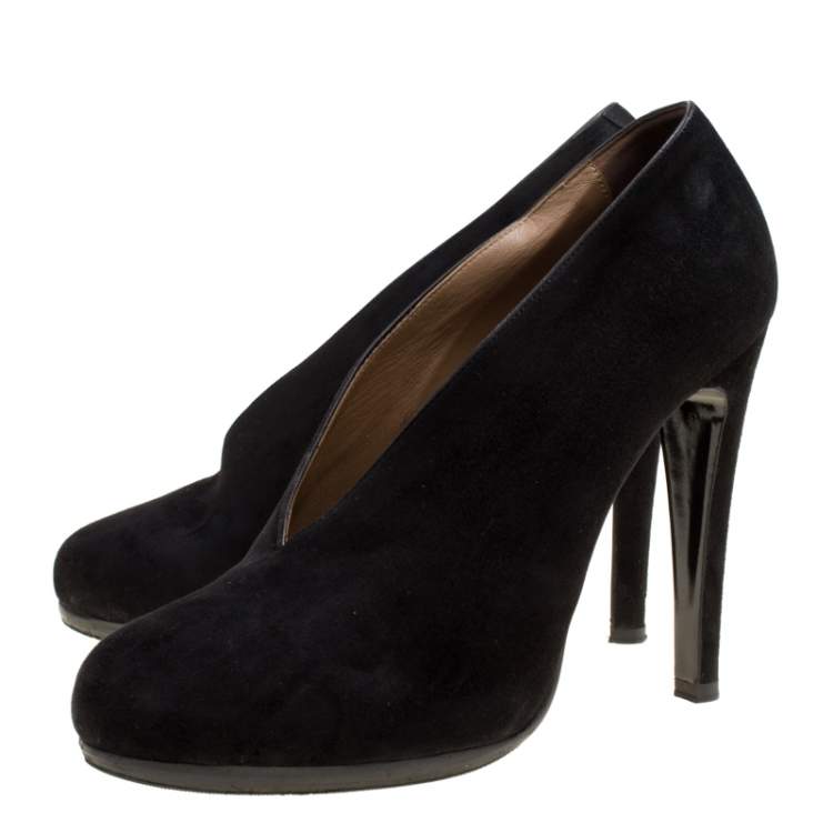 Pre Owned Hermes Black Suede Florida Pumps Size 37.5