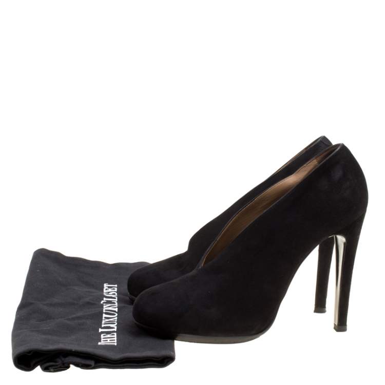 Pre Owned Hermes Black Suede Florida Pumps Size 37.5