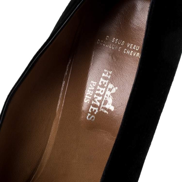 Pre Owned Hermes Black Suede Vintage Platform Pumps Size 40