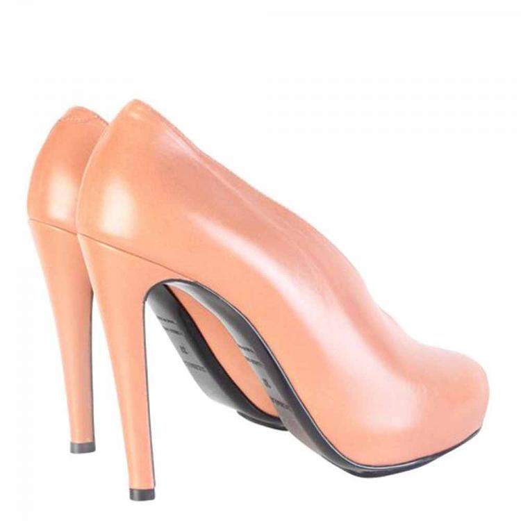 Pre Owned Hermes Pink/Peach Leather Heels Size 37