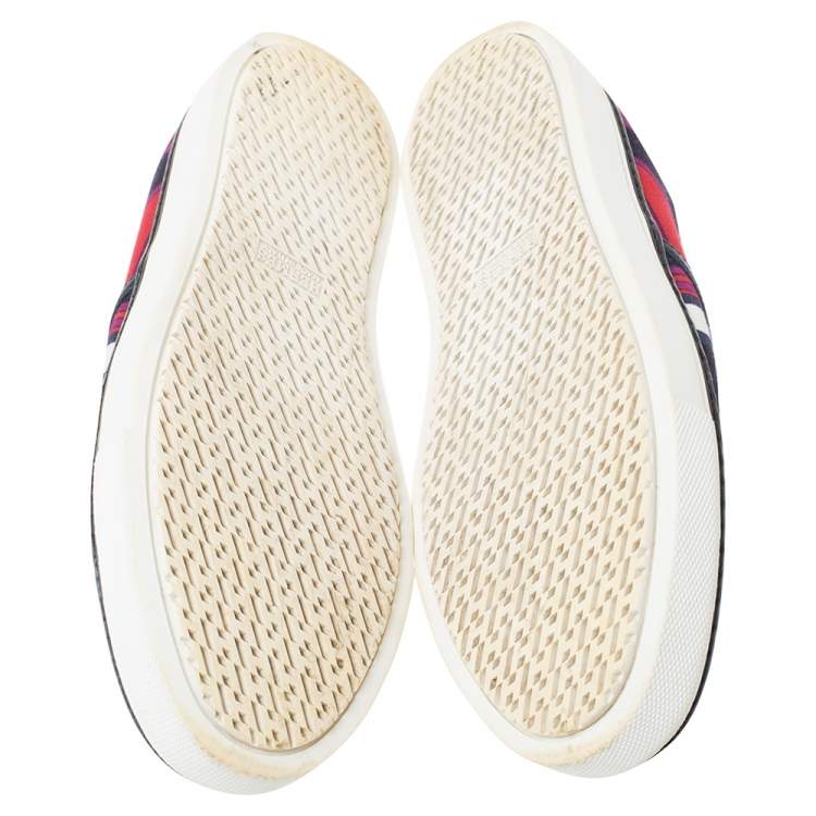 Pre Owned Hermes Multicolor Abstract Print Canvas Slip On Sneakers Size 38