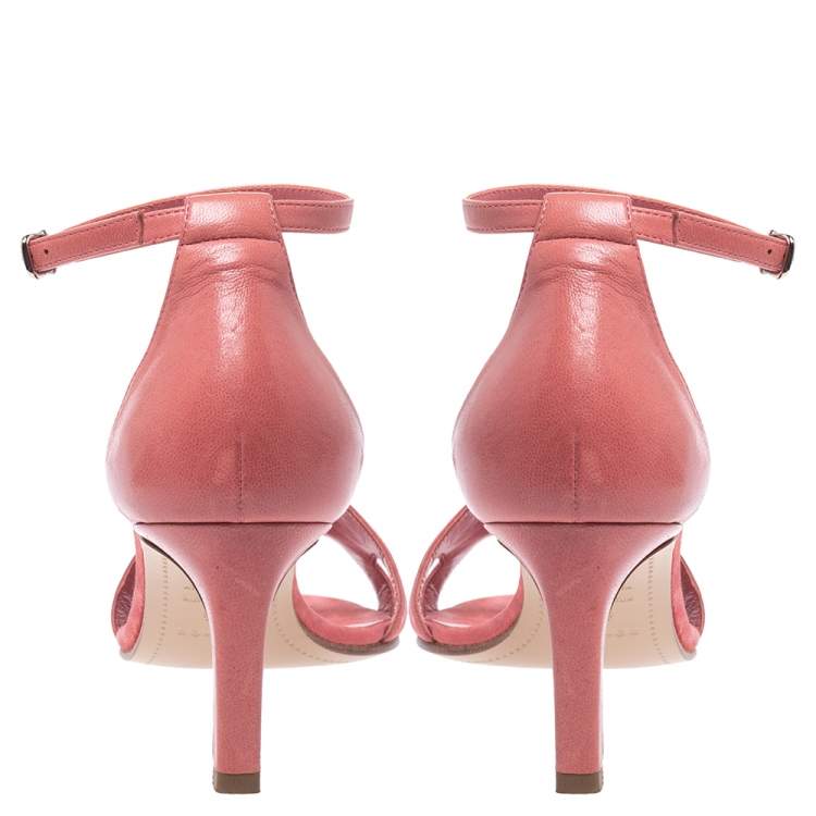 Pre Owned Hermes Pink Suede Leather Highlight  Ankle Strap Sandals Size 38.5