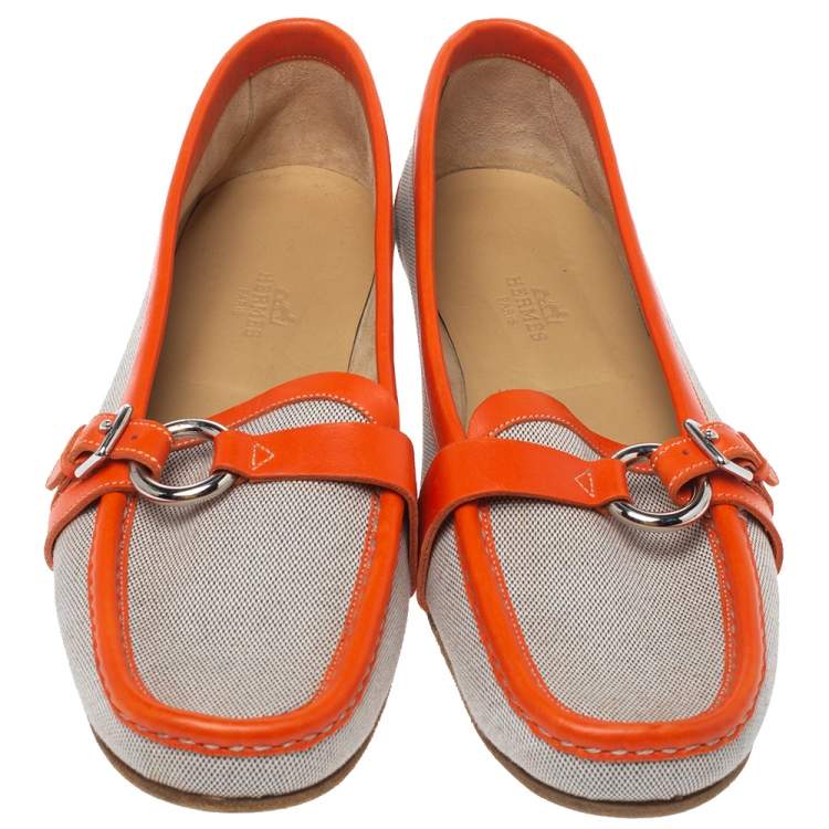 hermes orange loafers