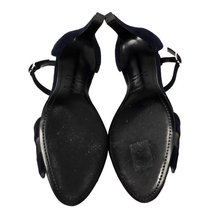 Pre Owned Hermes Blue Suede Night Sandals Size 37