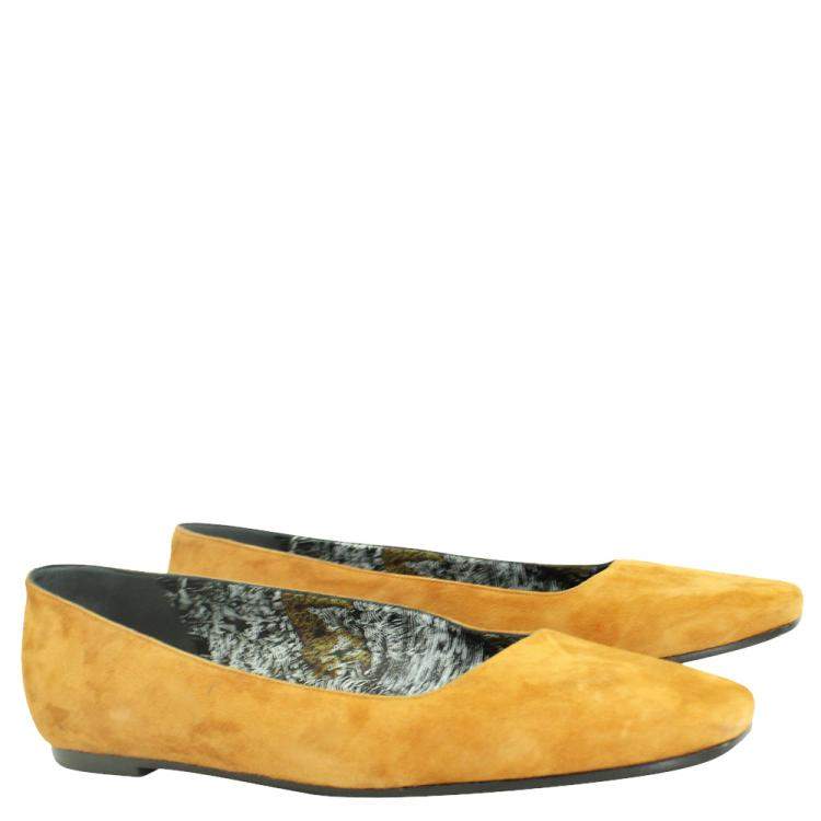 Pre Owned Hermes Brown Brown Suede Flats Size EU 39