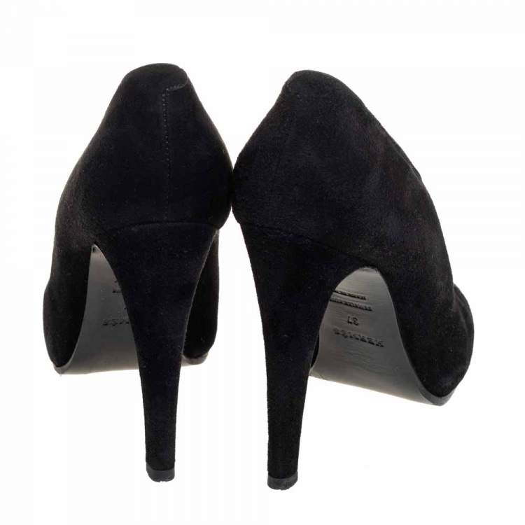 Pre Owned Hermes Black Suede Florida Pumps Size 37