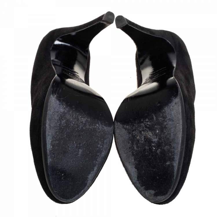 Pre Owned Hermes Black Suede Florida Pumps Size 37
