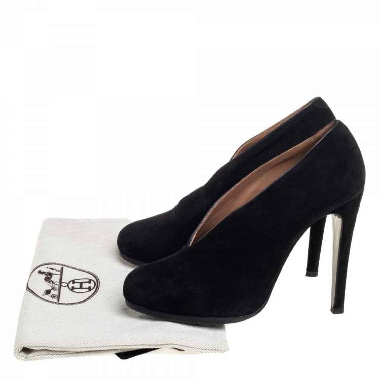 Pre Owned Hermes Black Suede Florida Pumps Size 37
