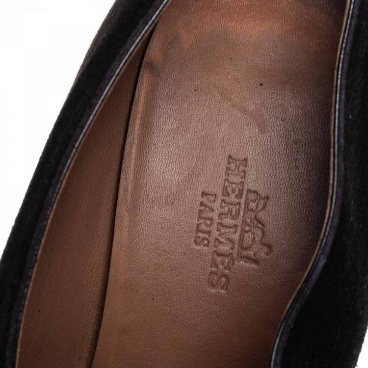 Pre Owned Hermes Black Suede Florida Pumps Size 37