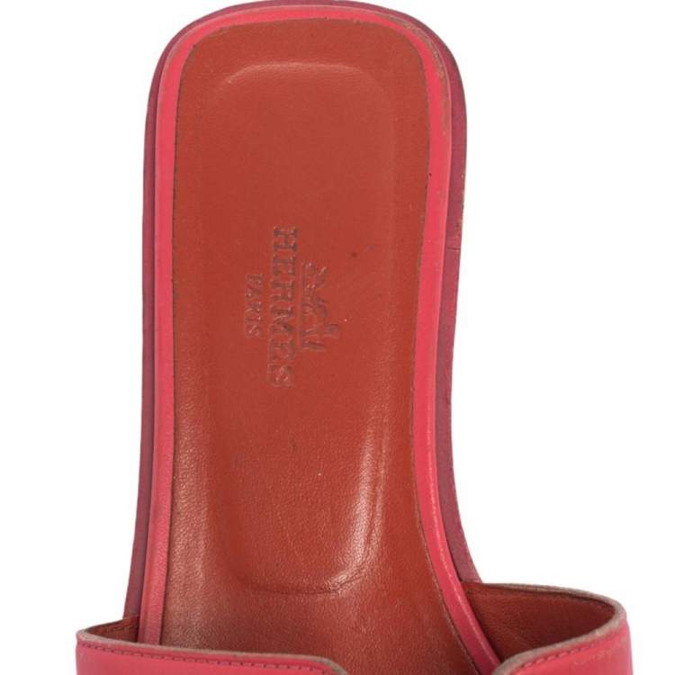 Pre Owned Hermes Two Tone Leather Oran Flats Size 36