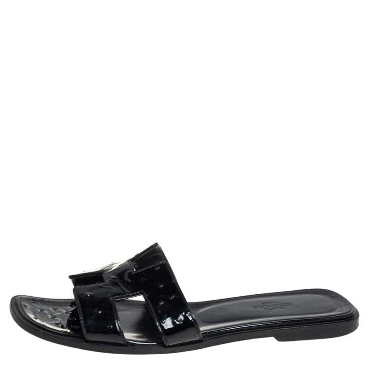 Hermes, Shoes, Hermes H Oran Sandals Etoupe Epsom Leather Flip Flops  Shoes Flat Slides 38